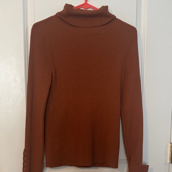 Maeve Sweaters - Anthropologie Maeve Button-Sleeve Turtleneck size M pecan brown long sleeve